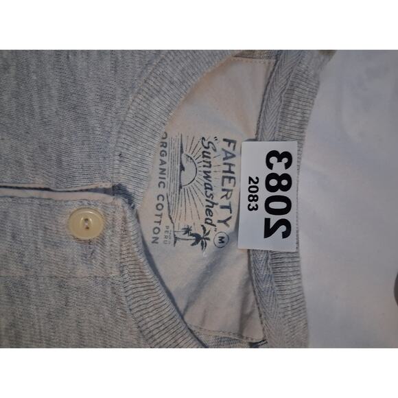 Faherty Sunwashed Men's size M Organic Cotton Grungecore Preppy Slub Henley Tee - Picture 16 of 16